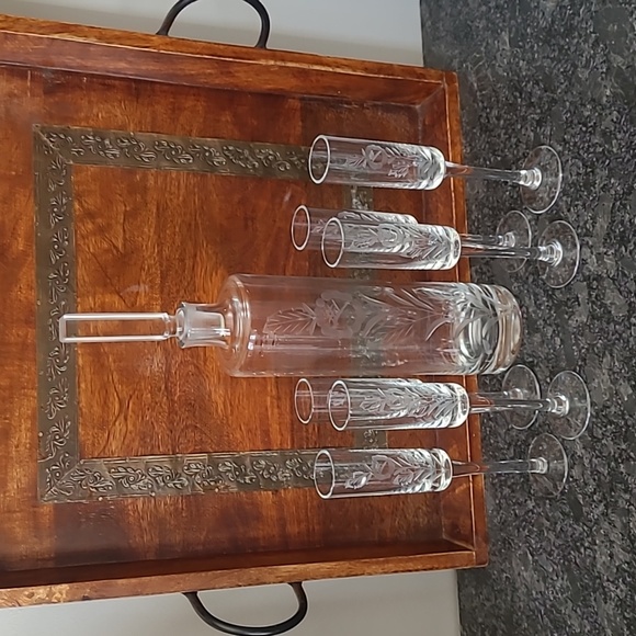 Vintage Javit Handcut Crystal Cordial Decanter with 6 Glasses - Picture 15 of 16